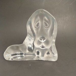 Basset Hound Dog Figurine Vintage Frosted Glass Handmade by Viking Glass Co. 6x5